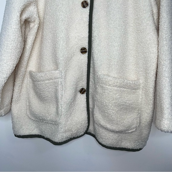 LUCKY BRAND Sherpa Faux Shearling Teddy Fleece Coat Jacket Size L Oatmeal $169 - Picture 6 of 10